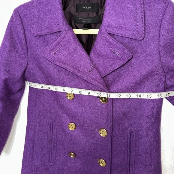 J Crew Womens‎ Stadium Cloth Majesty Peacoat Sz 0p Purple Wool Cashmere Coat - Picture 8 of 12